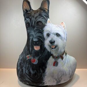 Scottie Westie Fiddler's Elbow Dog Door Stop 18” Weighted Fabric Heavy Large Vtg
